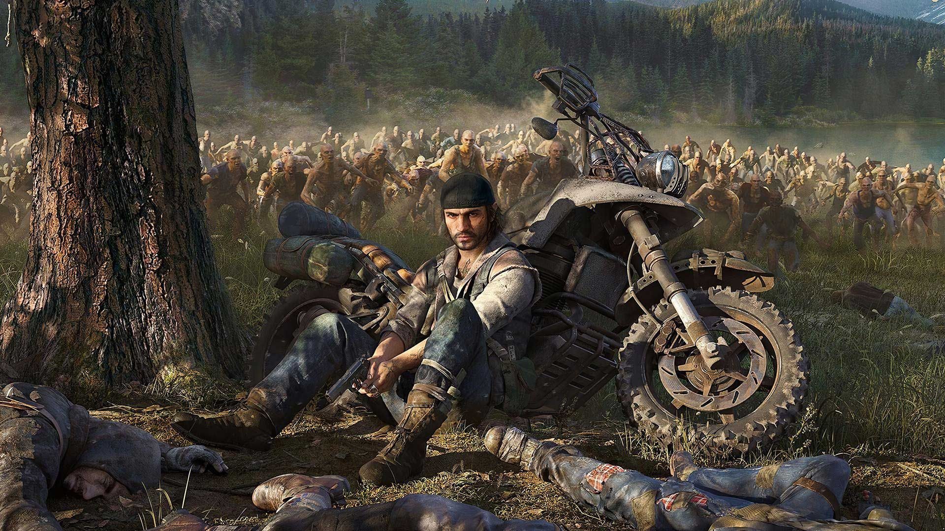 2020-11-days-gone-ps5-66cc7d0a2b5676090d01eacf-1 بازی Days Gone و قهرمان بازی مقابل زامبی ها و موتور در حال نگاه به مخاطب