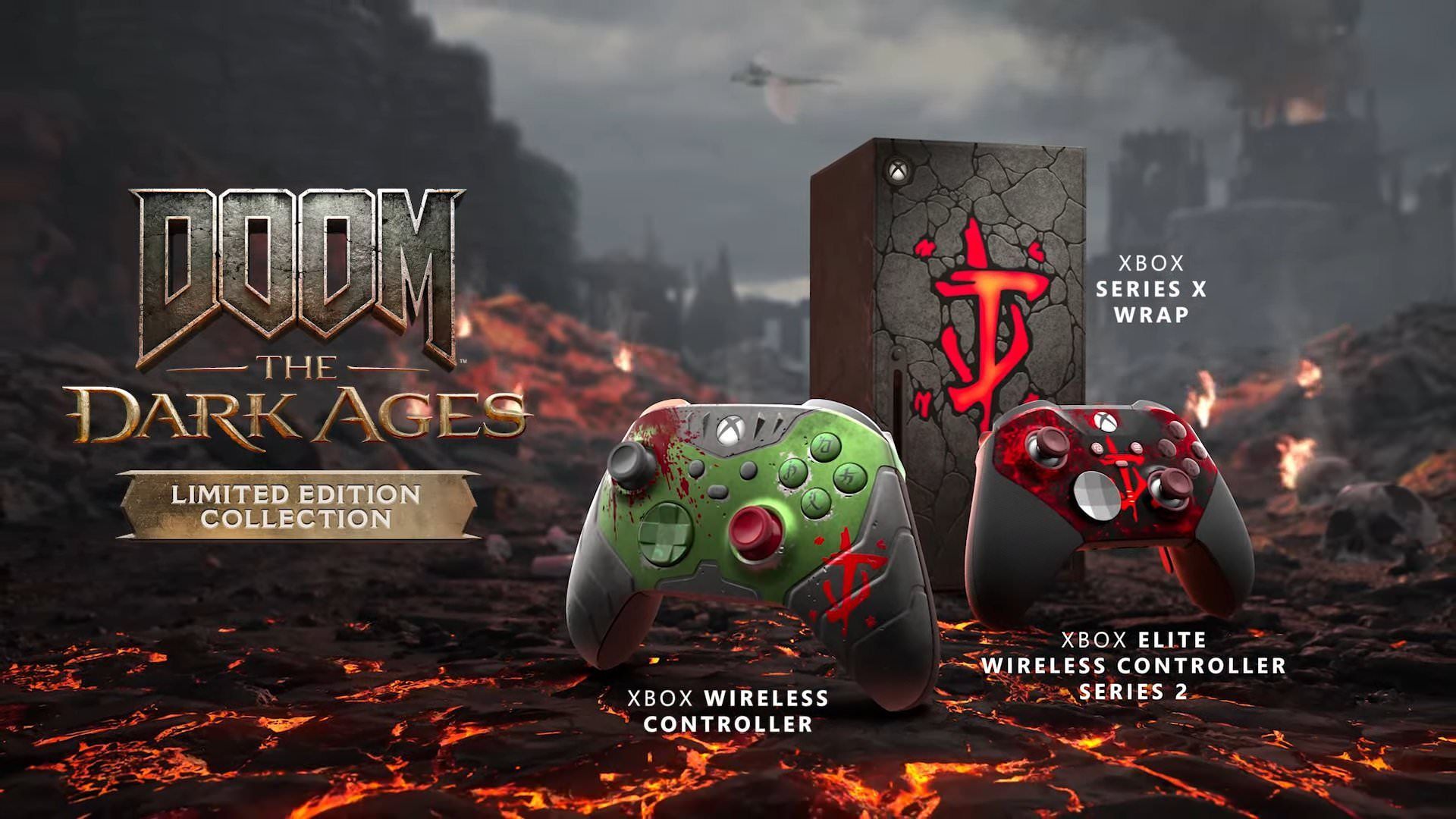 doom-the-dark-ages-xbox-controller-elite-controller-and-console-wrap-67fffc2899201bb64447c745-1 دستهها و کاور جدید ایکس باکس با طراحی بازی DOOM: The Dark Ages