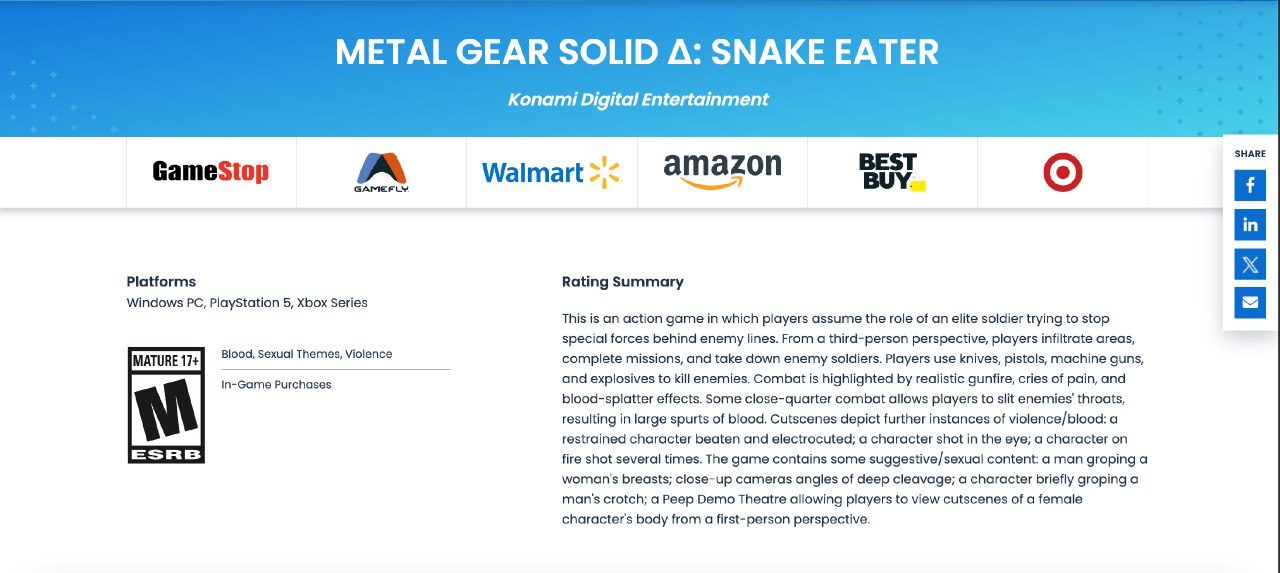 metal gear solid delta ردهبندی سنی Metal Gear Solid Delta: Snake Eater بازگشت یک حالت بحثبرانگیز را تأیید میکند - گیمفا