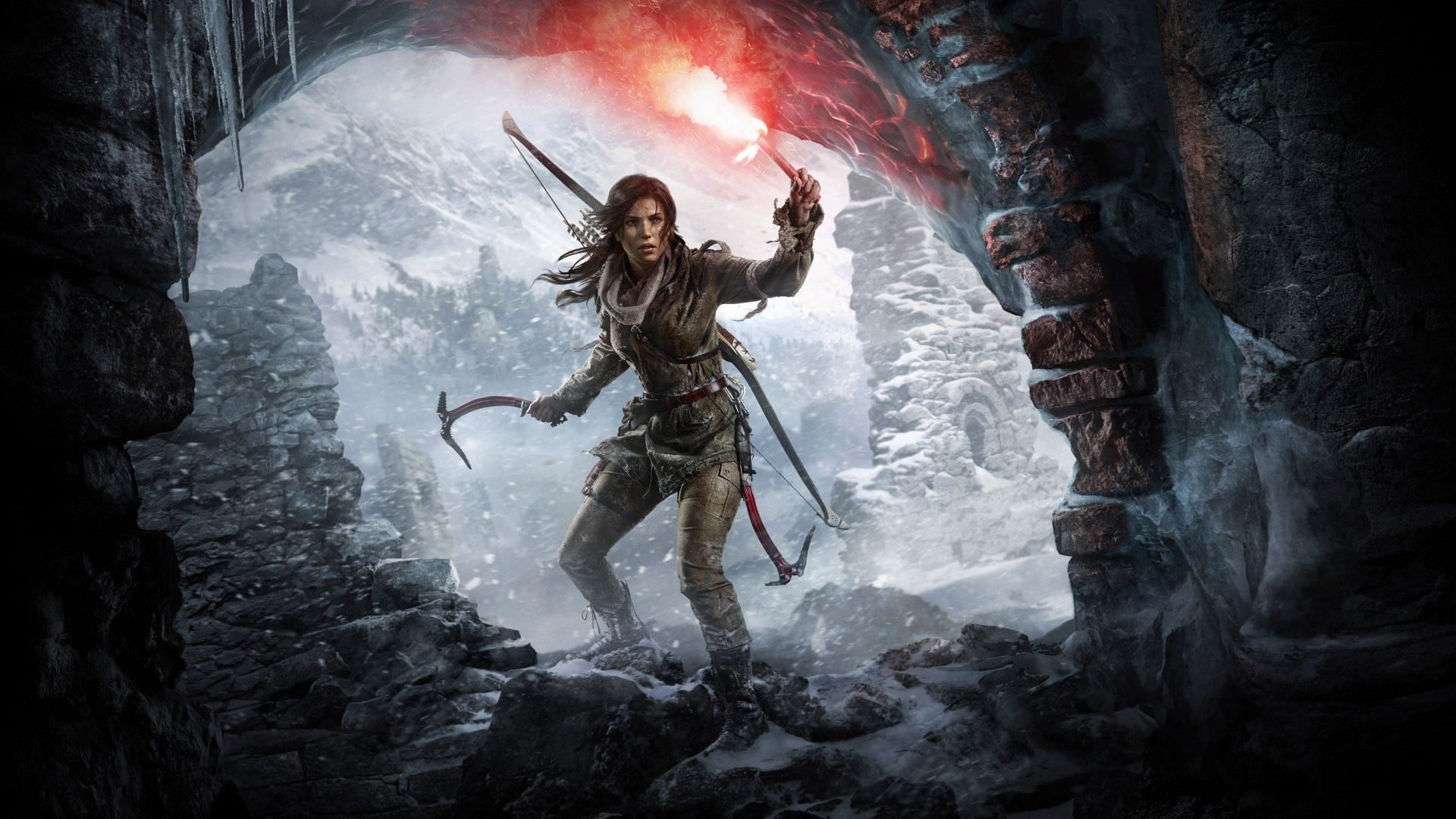 2021-1-rise-of-the-tomb-raider-wallpaper-66cc7d0b2b5676090d0203d2-1 بازی Rise of the Tomb Raider و لارا کرافت مشغول نگه داشتن منبع نور قرمز در ورودی مقبره