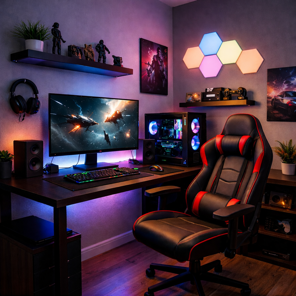 اتاق گیمینگ کوچک، ساده و ارزان